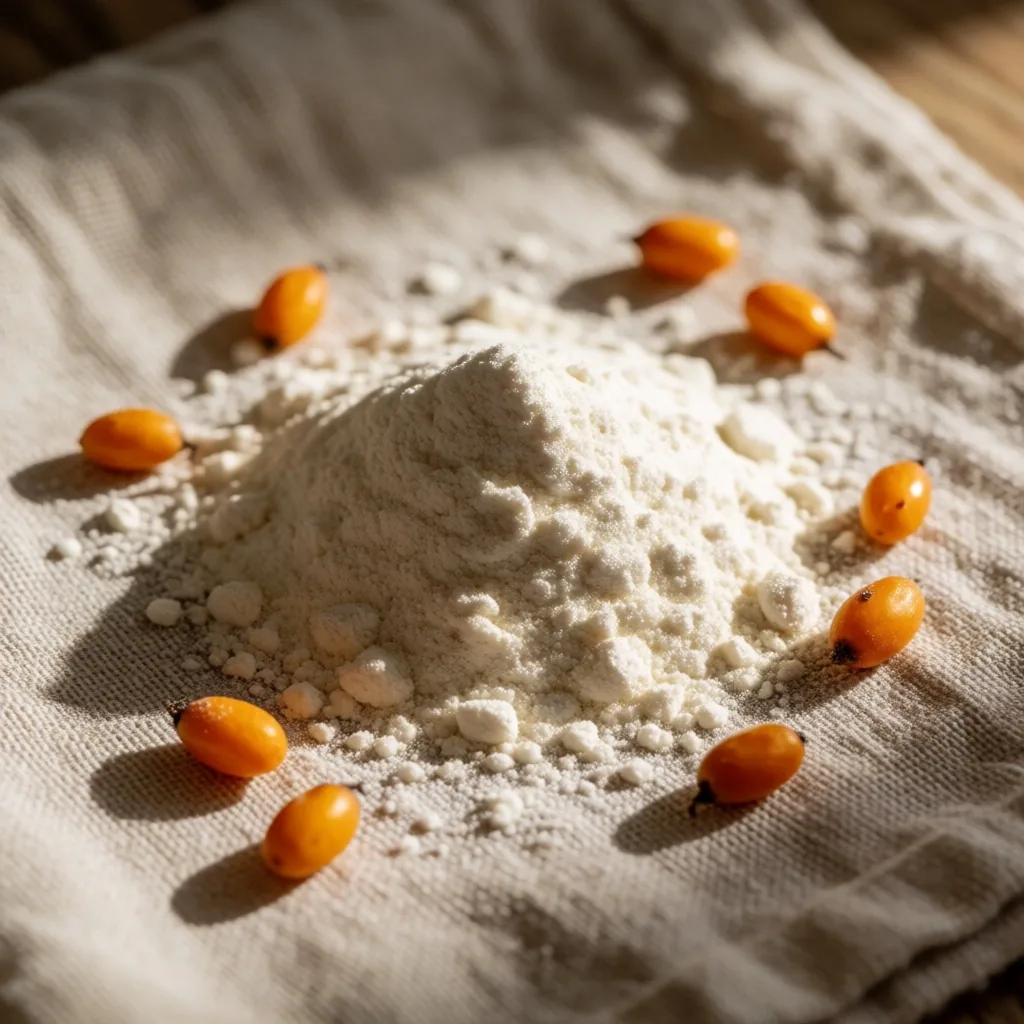 Mineral and vitamin powders arranged on parchment